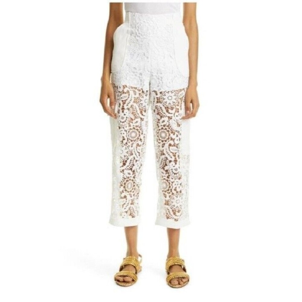 Haute Hippie Pants White Lilliana Cargo Lace $348 NWT Womens Size 8